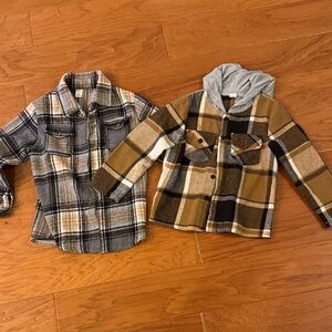 SHEIN Plaid Shirt in Tan and Black